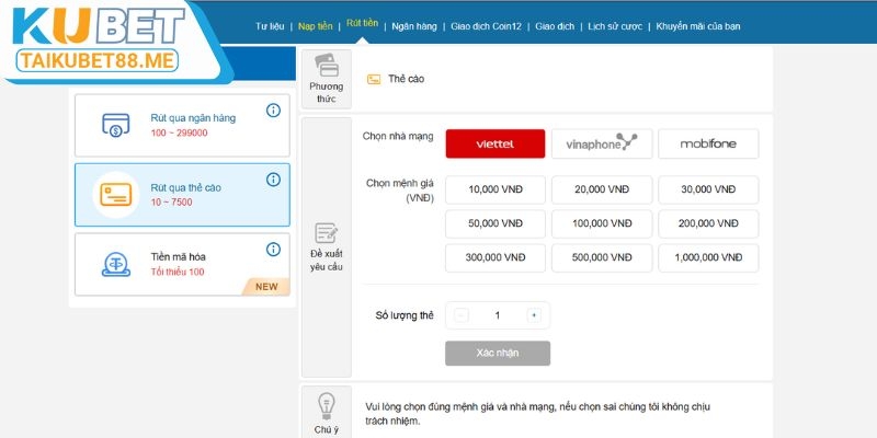 4 bước hoàn thành rút tiền Kubet nhanh