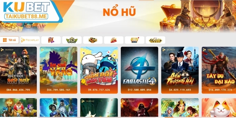 Danh sách các game nổ hũ thịnh hành tại nhà cái Kubet